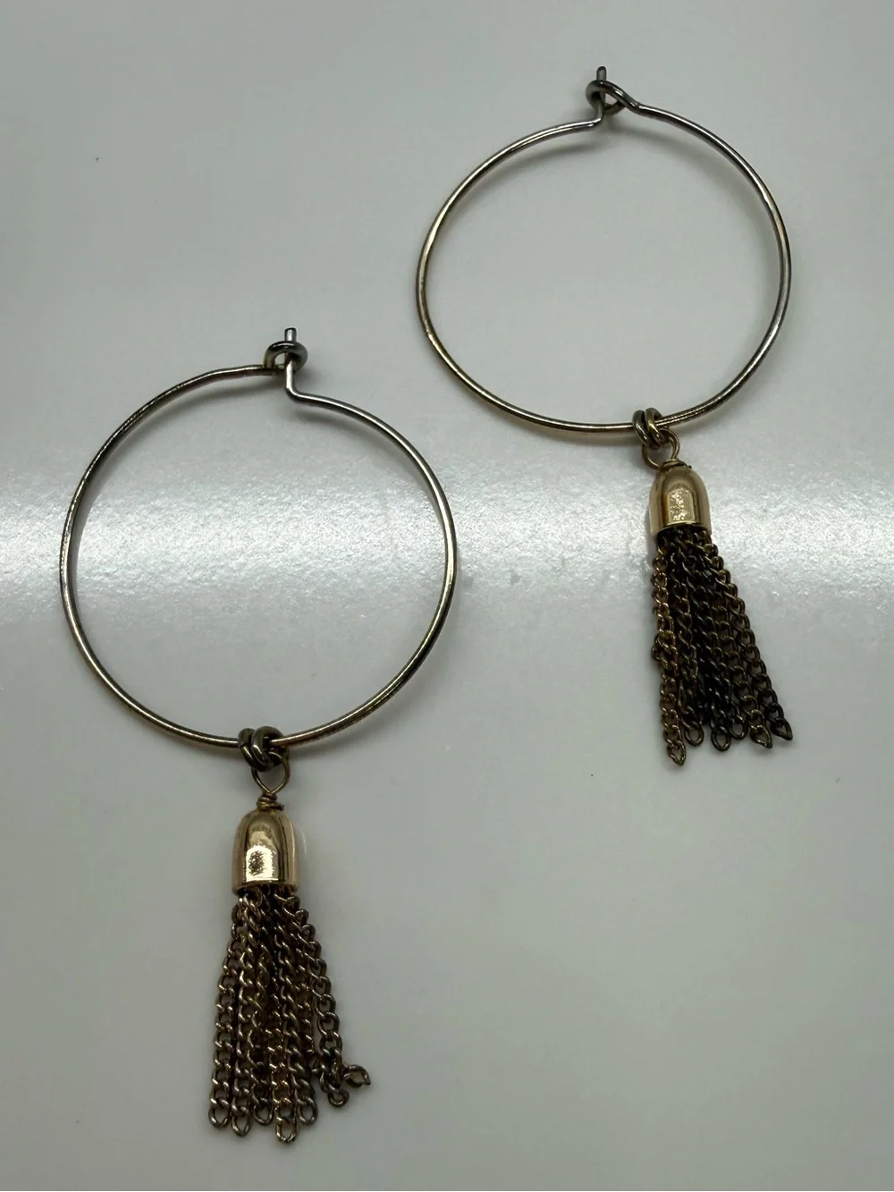 Gold Tassel Hoop Earrings